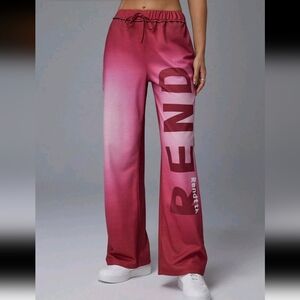 Women Casual Loose-Fit Letter & Ombre Graphic Drawstring Waist Flare Sweatpants